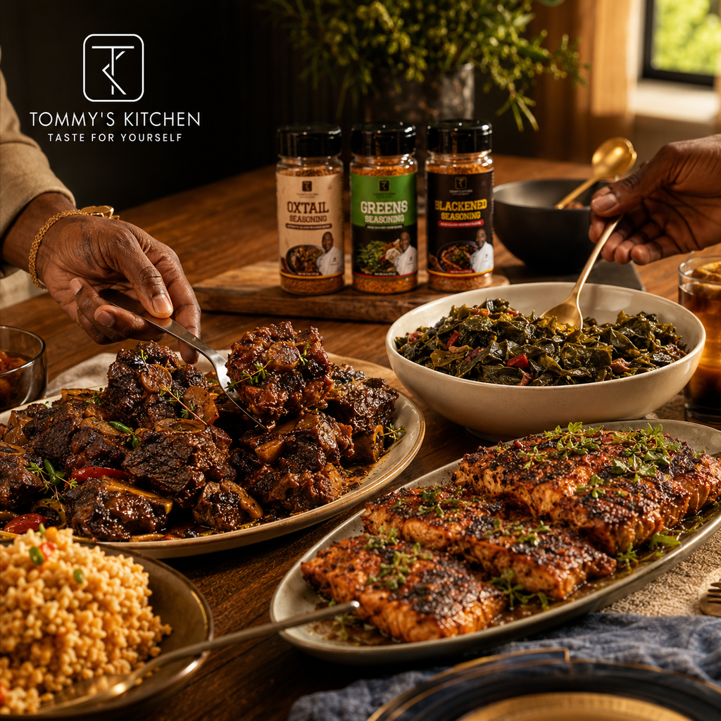 Tommy’s Kitchen Variety Pack, Oxtail, Blackened & Greens Seasonings, 4 oz Each, 3 Count